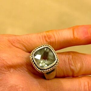 Sterling with 14k accent prasiolite ring - size 7.25